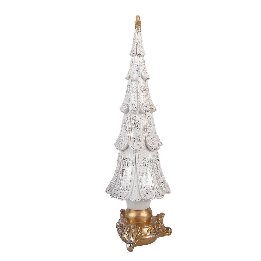 Kerstdecoratie Beeld Kerstboom Ø 9x30 cm Wit Kunststof