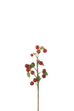 J-Line decoratie tak Bessen Dik - kunststof - rood/groen - small