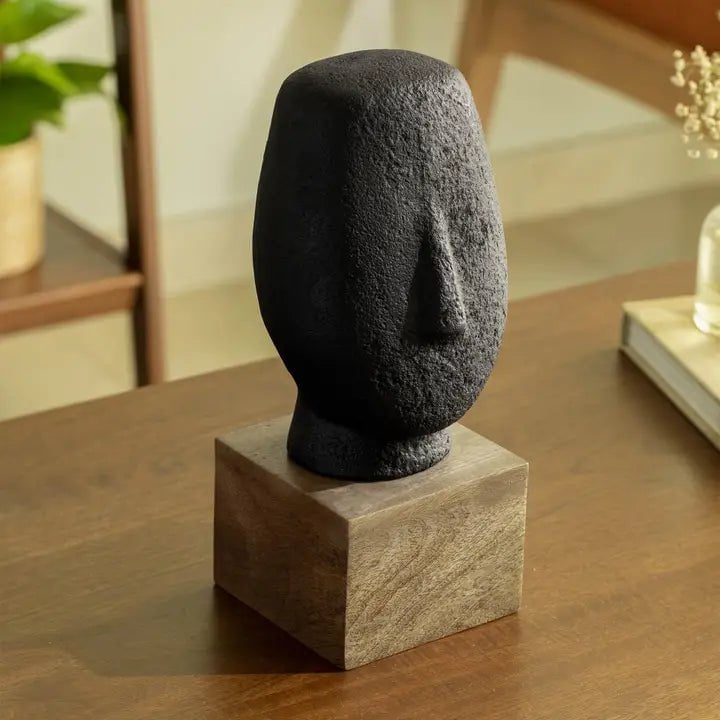 Modern gezichtssculptuur – Zwart Ecomix – Artistiek decoraccent
