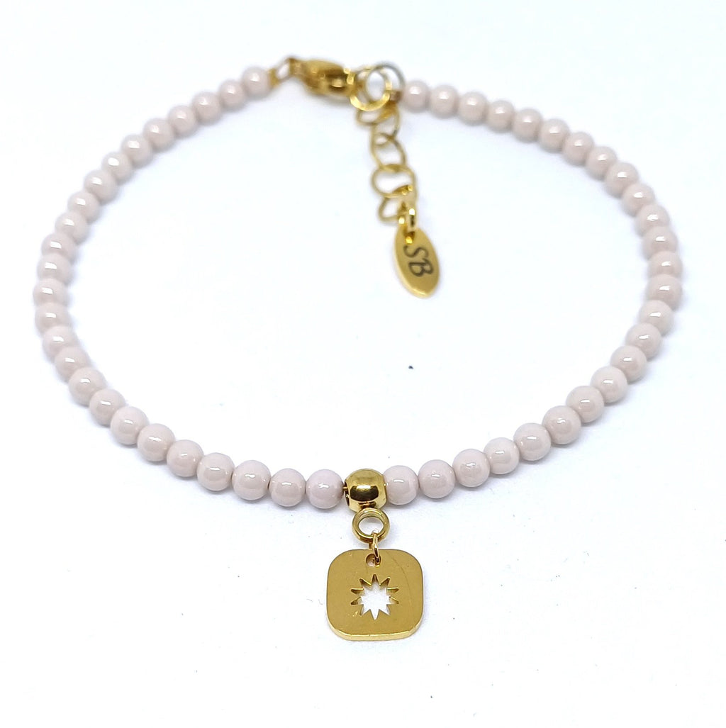 Zirkonia armband ronde kralen bedel ster