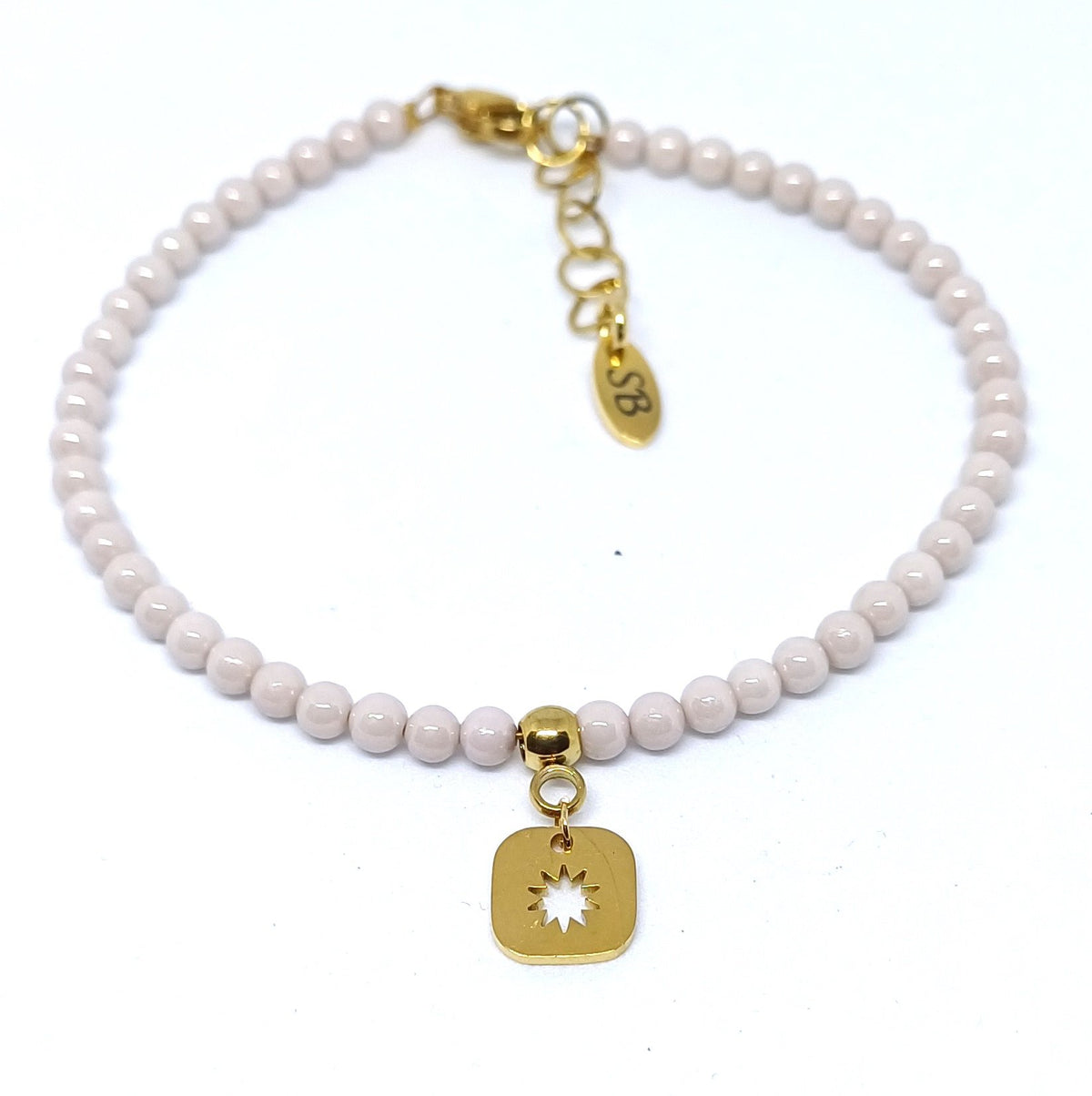 Zirkonia armband ronde kralen bedel ster