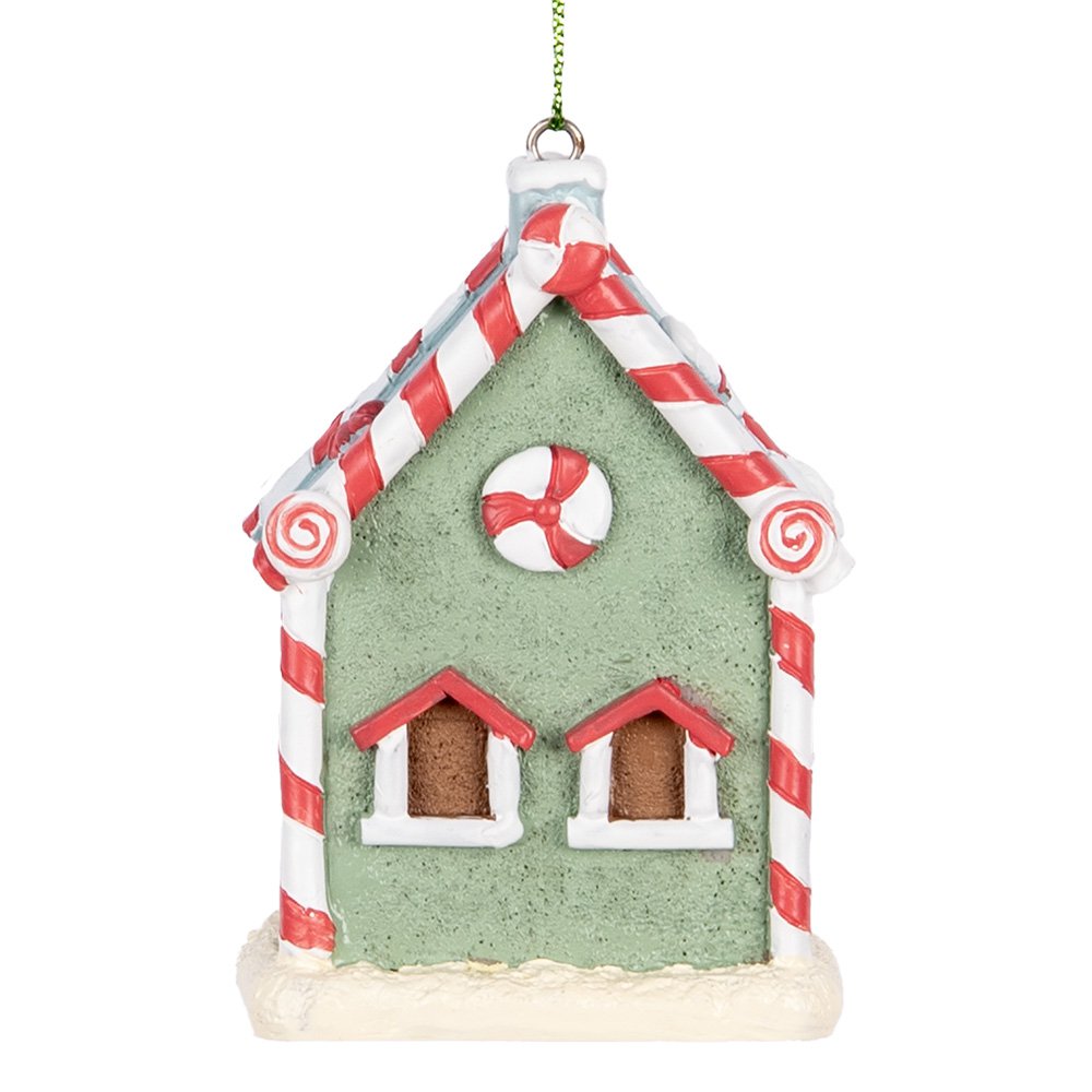 Kersthanger Gingerbread house 6x4x8 cm Groen Kunststof