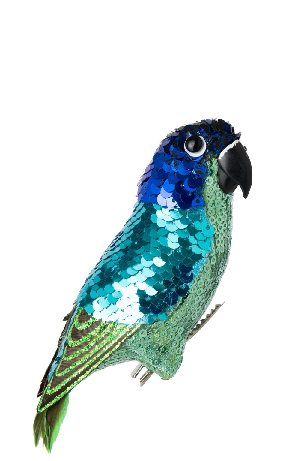 J-Line Papegaai met clip - polyfoam - blauw/groen