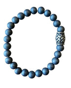 Heren armband 8 mm Hematiet mat met vlecht kraal