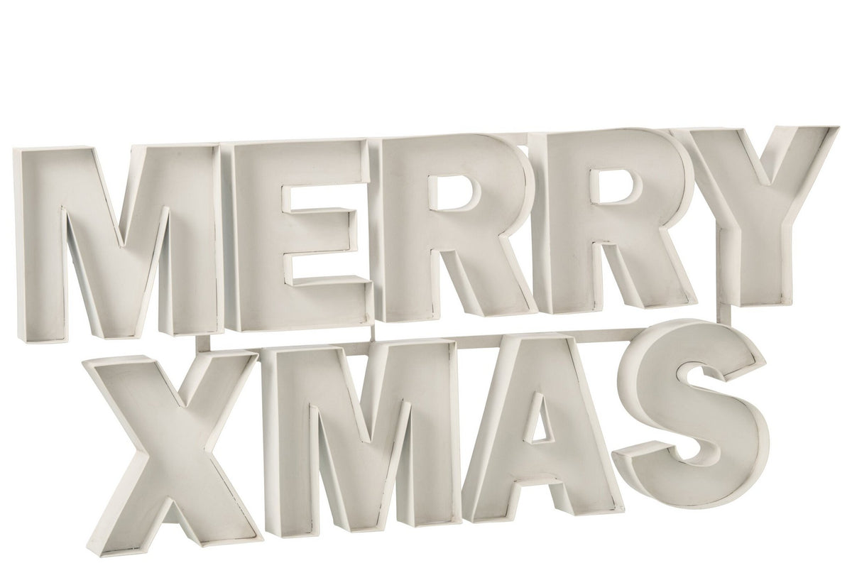 J-Line Xmas bord - ijzer - wit