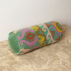 Geborduurd katoenen bolsterkussen Meerkleurig 53 x 20 cm
