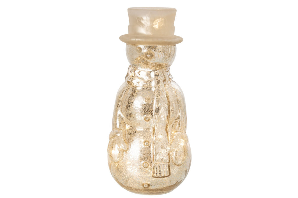 J-Line decoratie Sneeuwman - glas - zilver - large - LED