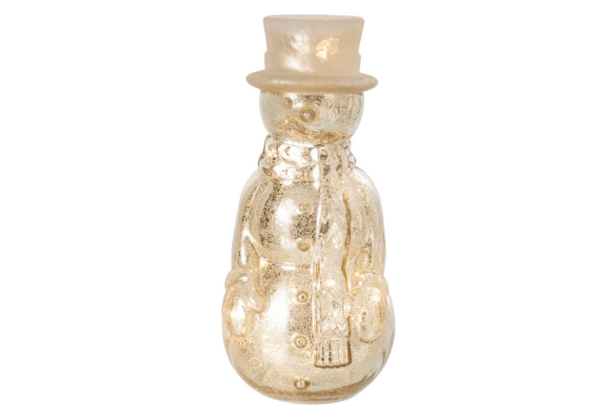 J-Line decoratie Sneeuwman - glas - zilver - large - LED