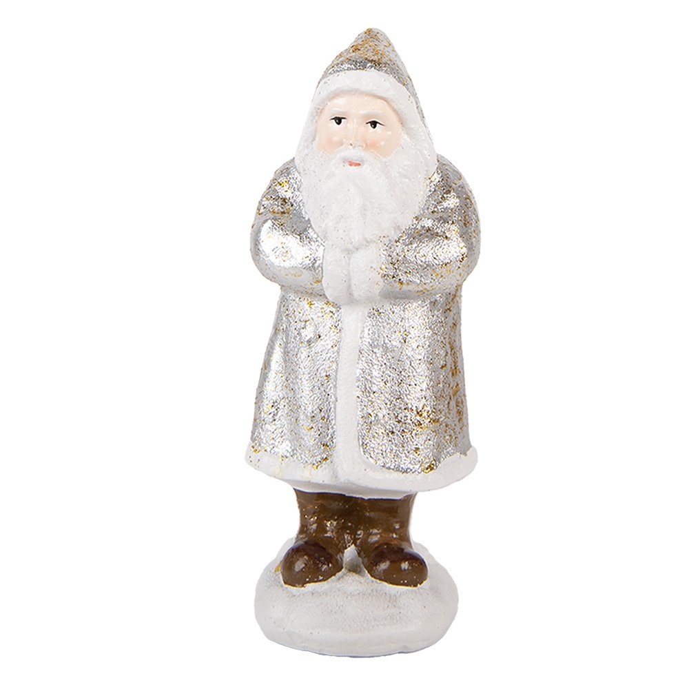 Kerstdecoratie Beeld Kerstman 7x7x16 cm Zilverkleurig Kunststof