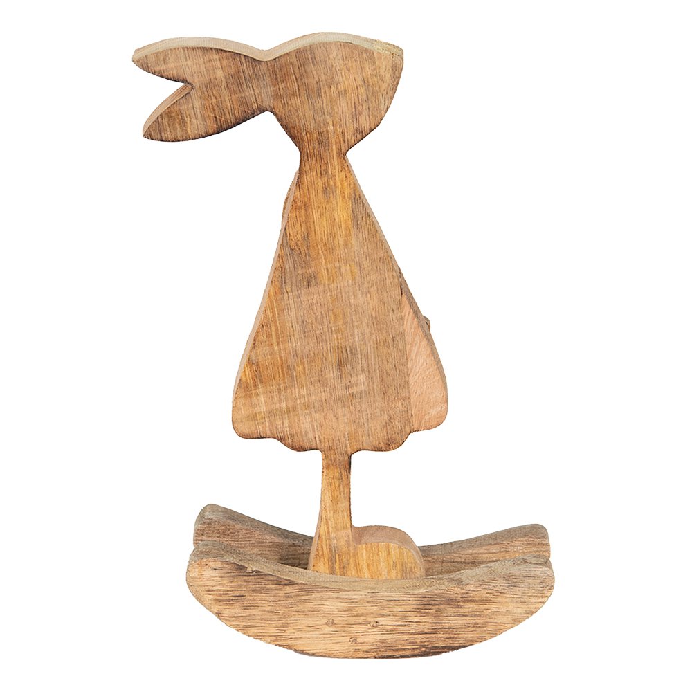 Beeld Konijn 14x7x25 cm Bruin Roze Hout