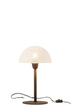 J-Line tafellamp Paddenstoel Bolletjes - metaal - wit/zwart - small