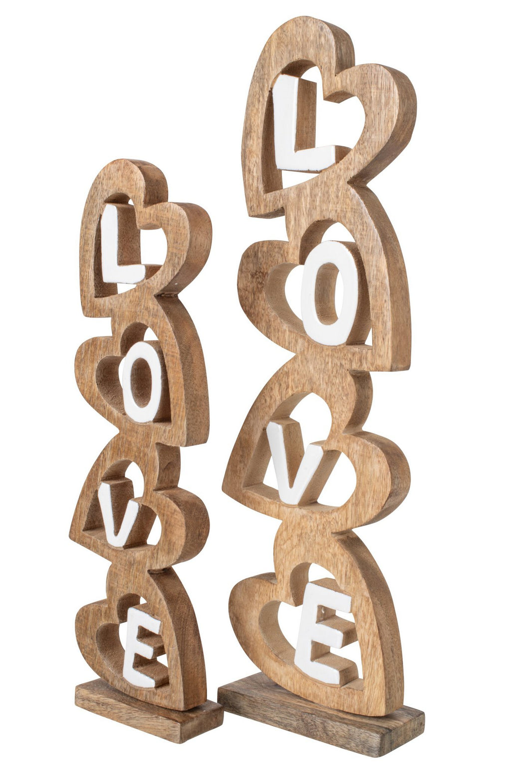 J-Line Love met hart - mangohout - naturel/wit - large