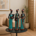 Afrikaanse tribale beeldjes – handgemaakt harsdecor – set van 3 (20 cm)