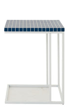 J-Line bijzettafel Rechthoek Geruit - ijzer - blauw/wit