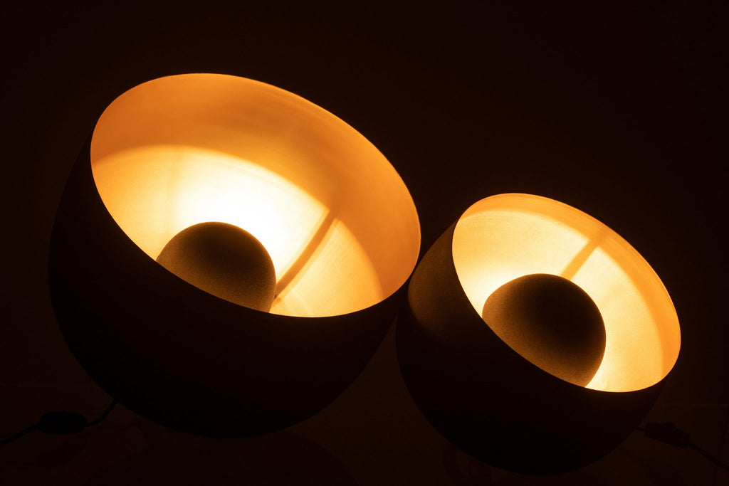 J-Line tafellamp Rond - metaal - zwart/goud - large
