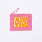 Tas met ritssluiting - Vacay-modus Canvas tas met ritssluiting - Eco-vriendelijke reiscosmetica en make-up organizer (31 x 1 x 23 cm)
