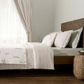 Bedset | Katoenen koord Rib Wildflower schetsen | Koning, 8-delige set
