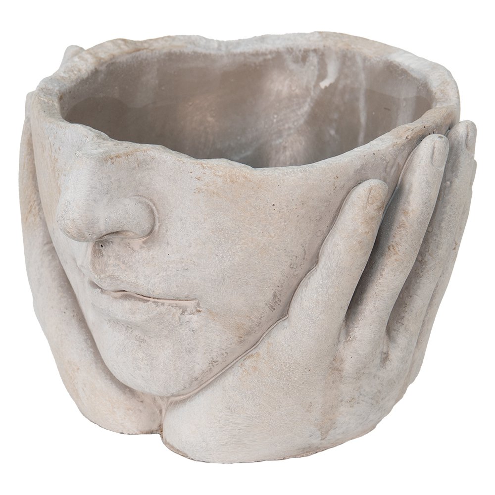 Bloempot Hoofd Ø 15x13 cm Beige Steen plantenpot