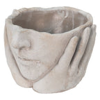 Bloempot Hoofd Ø 15x13 cm Beige Steen plantenpot