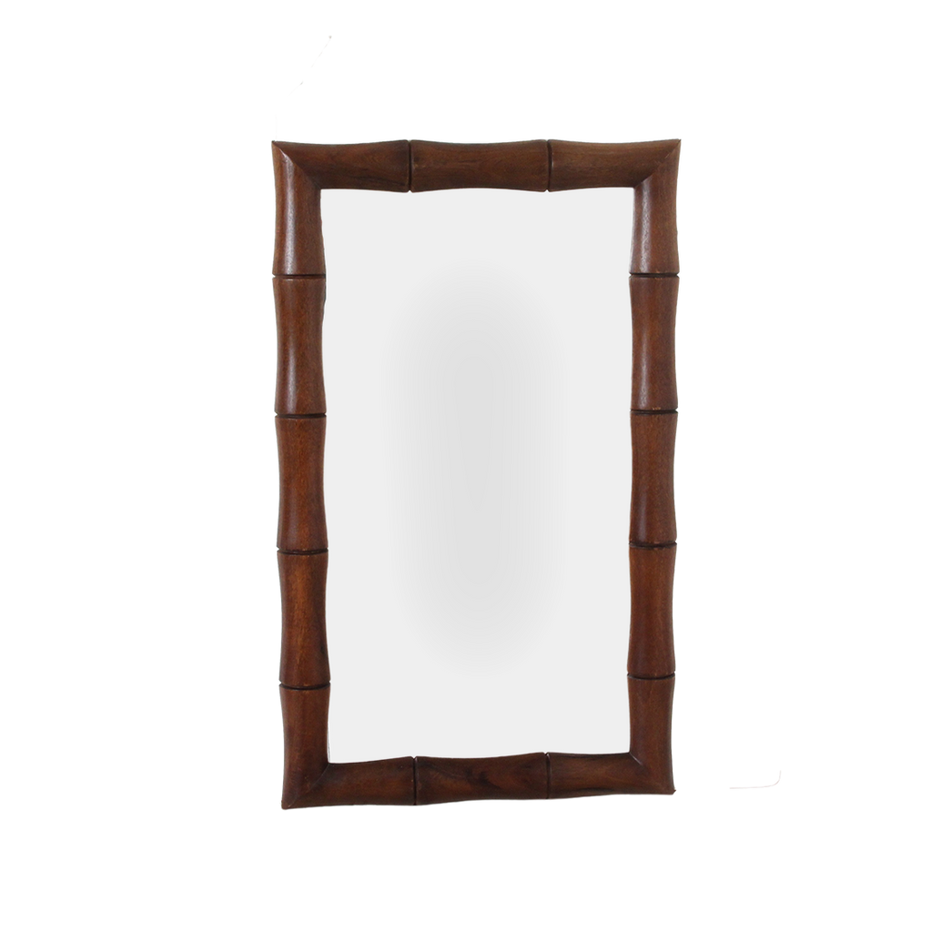 Faux bamboe spiegel bruin
