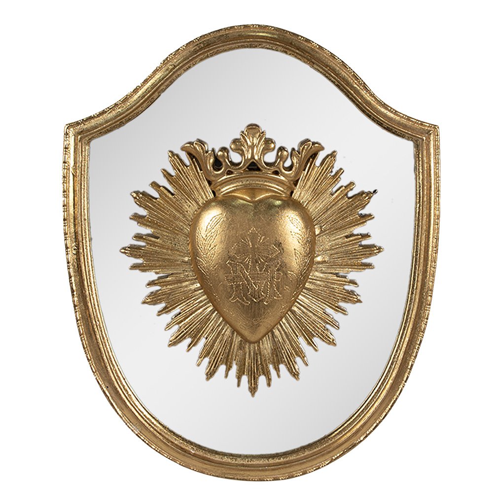 Wanddecoratie 25x3x30 cm Goudkleurig Polyresin Hart Muurdecoratie