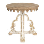 Bijzettafel Rond Ø 80x81 cm Bruin Wit Hout Sidetable
