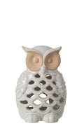 J-Line decoratie Uil - porselein - wit - small