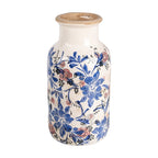 Vaas Ø 14x26 cm Beige Blauw Keramiek Bloemen
