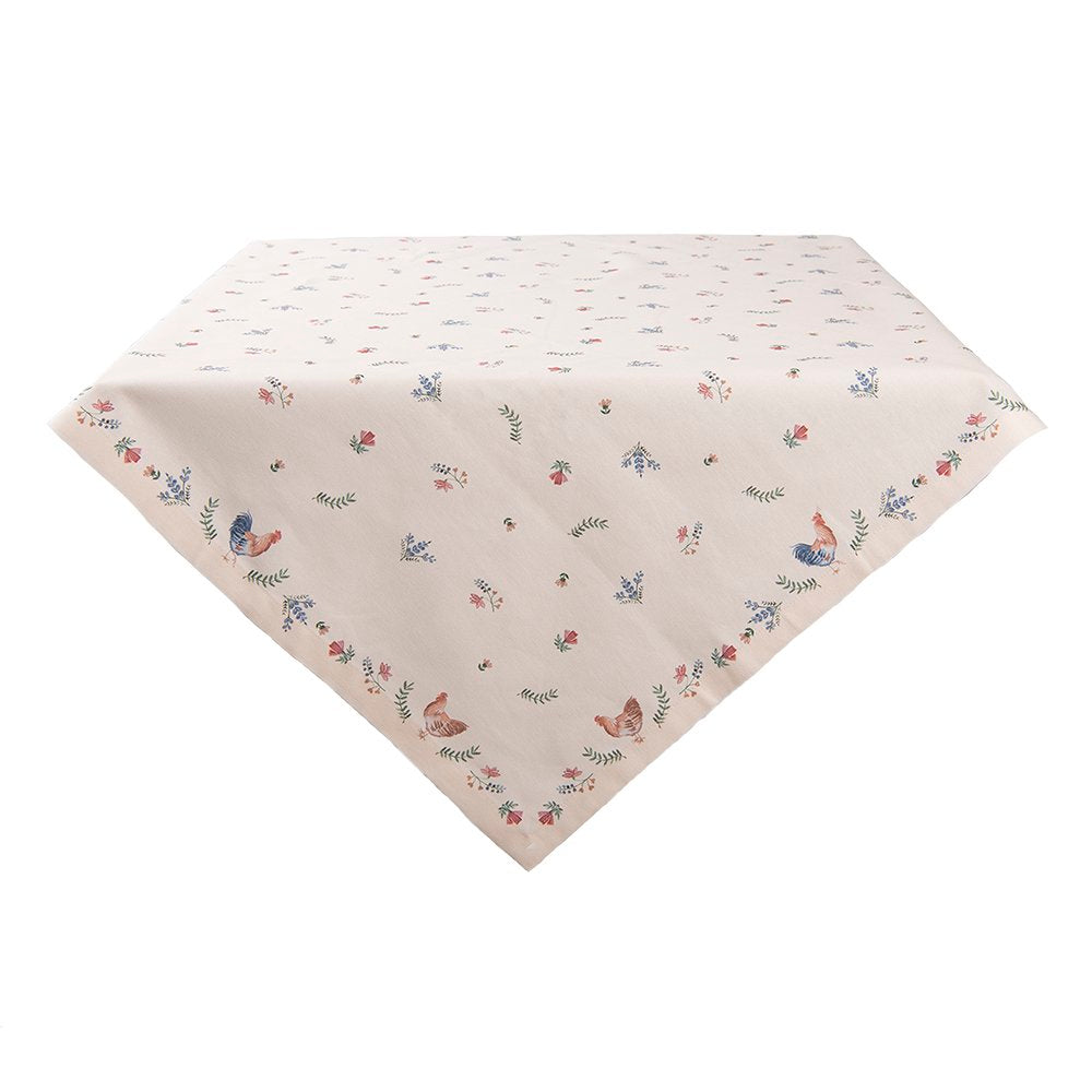 Tafelkleed 130x180 cm Beige Blauw Katoen Kip en Haan Tafellaken