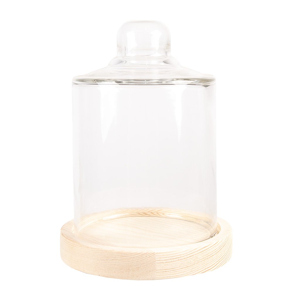 Stolp Ø 13x18 cm Bruin Hout Glazen Stolp