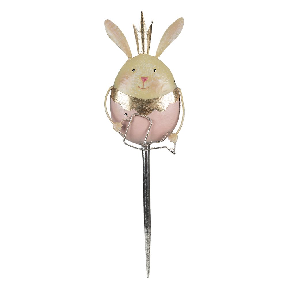 Tuinsteker Konijn 17x8x59 cm Roze Beige Metaal Tuinprikker