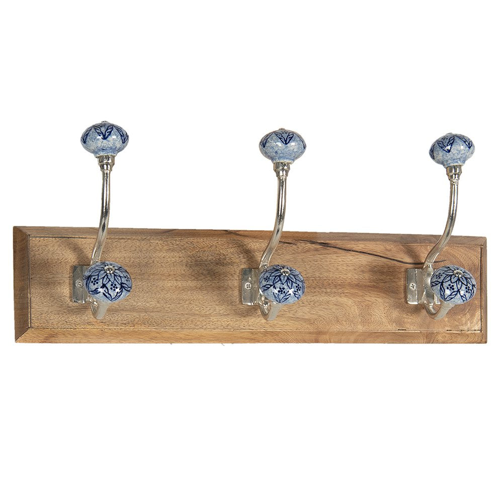 Wandkapstok 44x10x17 cm Bruin Blauw Hout