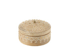 J-Line Doos + Deksel Rond Mango Hout Naturel/Wit Small