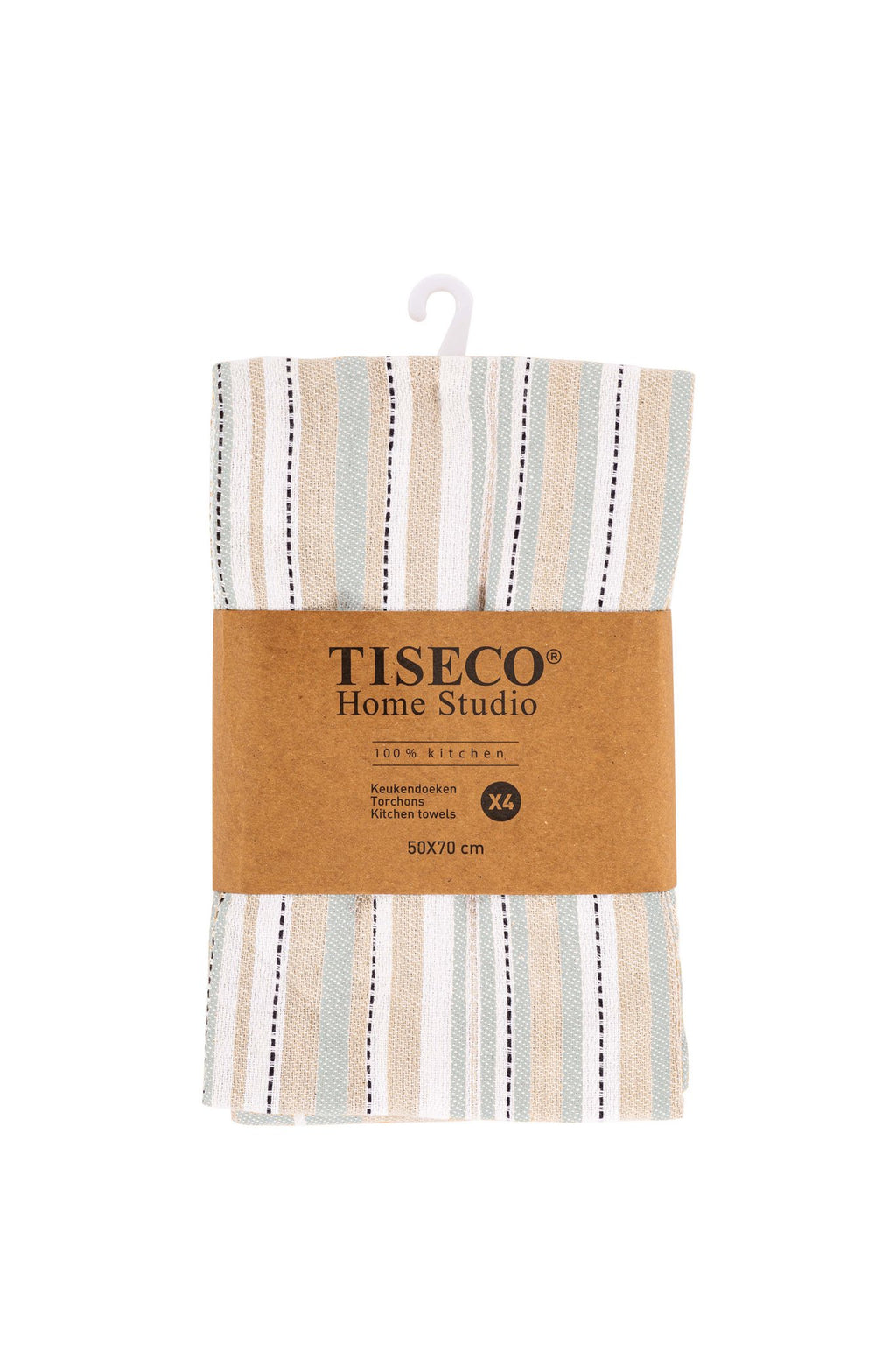 Theedoek multilines - set/4 - 50x70 cm, zwart