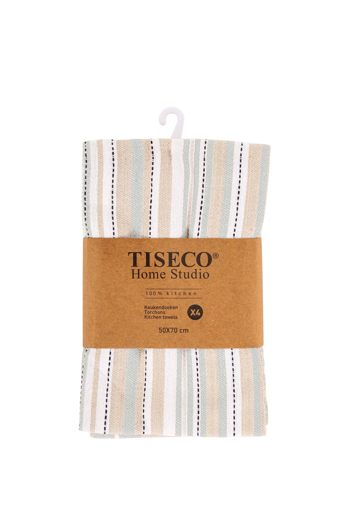 Theedoek multilines - set/4 - 50x70 cm, zwart