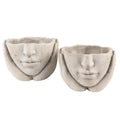 Bloempot Hoofd Ø 11x11 cm Beige Steen plantenpot