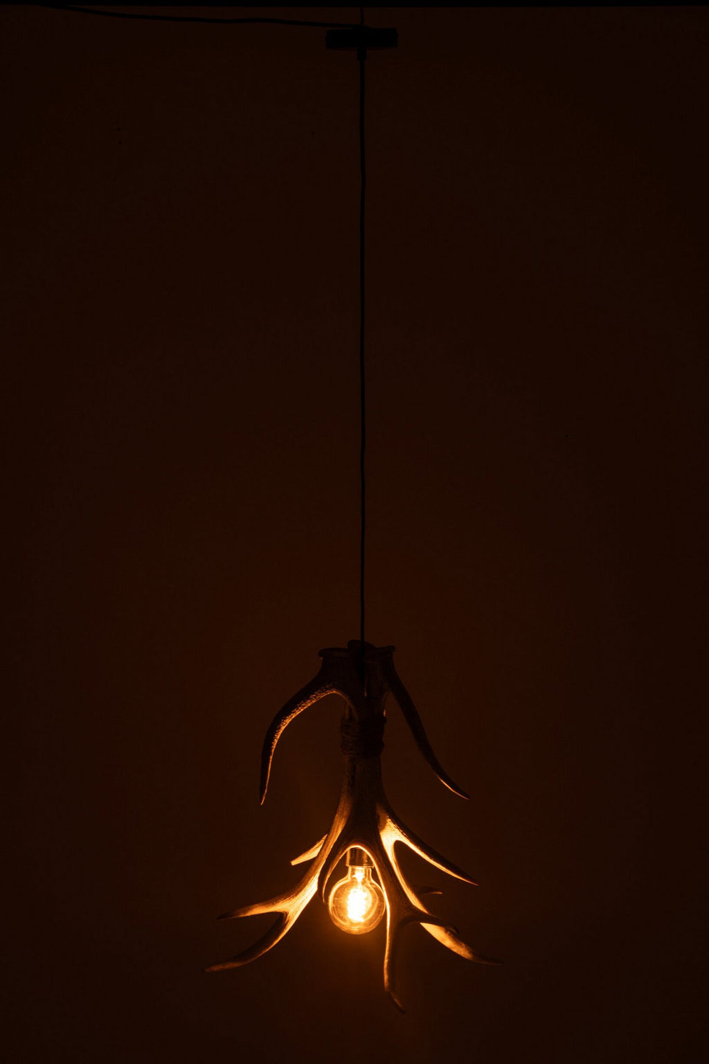 J-Line Plafondlamp met gewei - polyresin - lichtbeige - large
