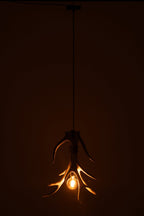 J-Line Plafondlamp met gewei - polyresin - lichtbeige - large