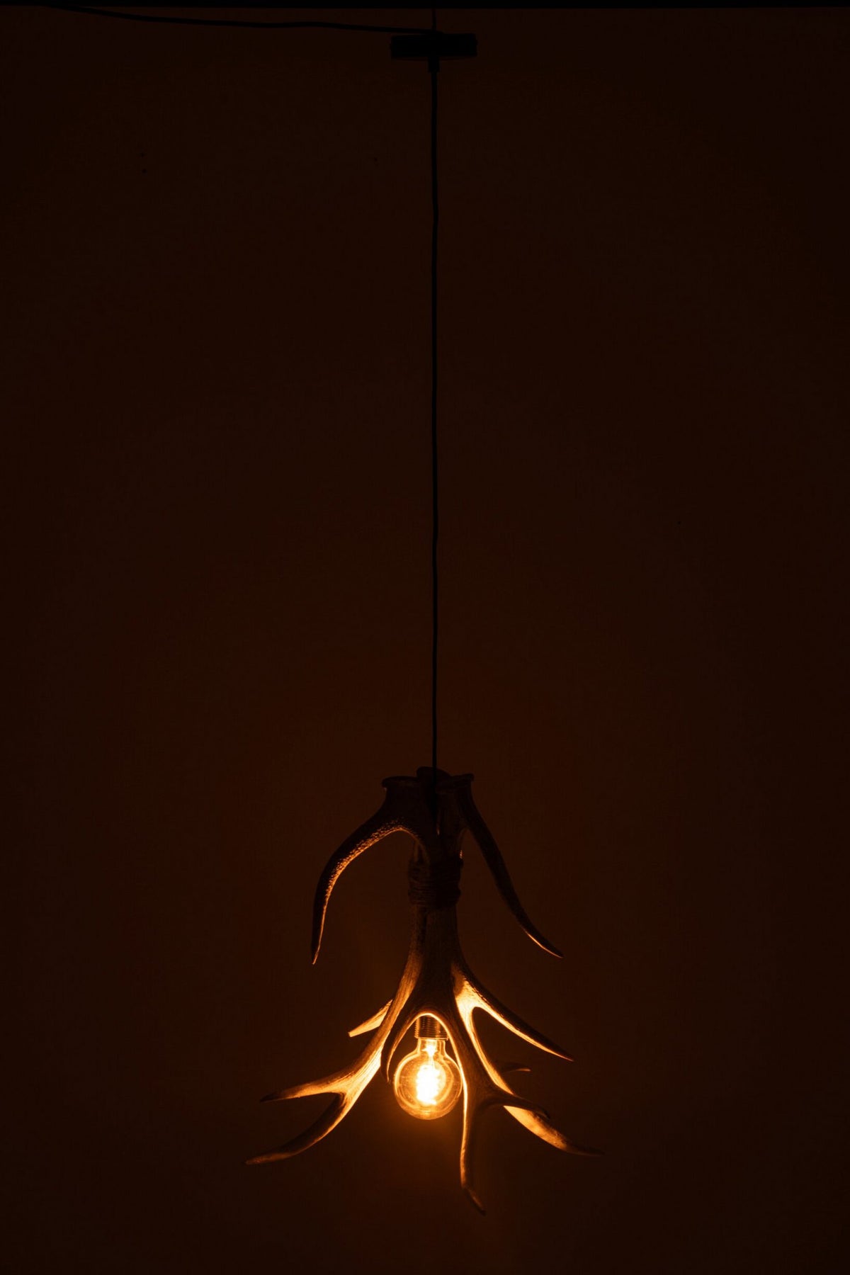 J-Line Plafondlamp met gewei - polyresin - lichtbeige - large