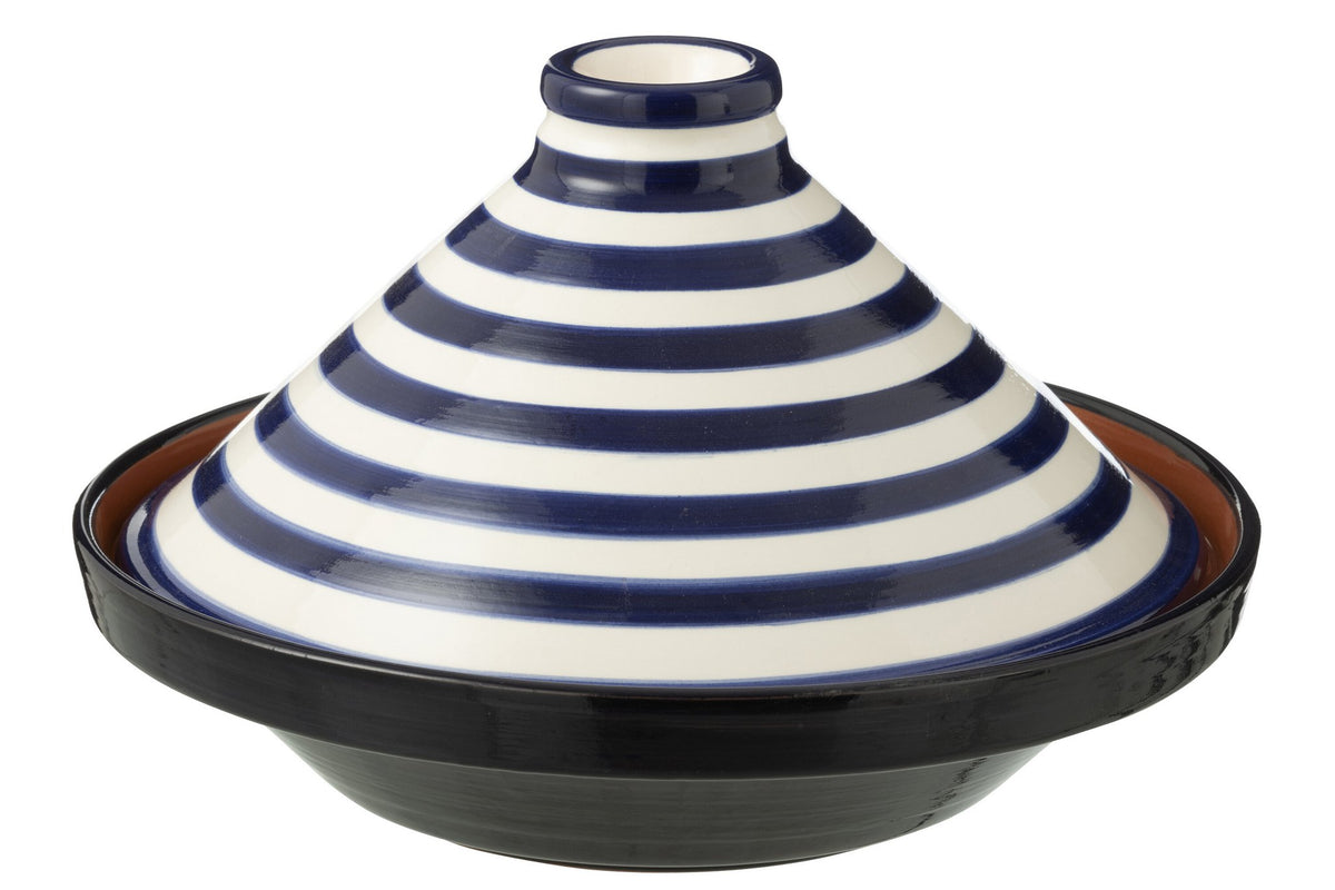 J-Line tajine Granada - keramiek - wit/blauw