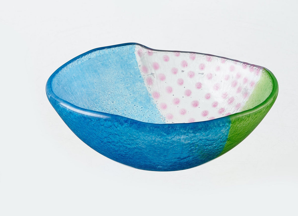 Artisano Bowl Soep 16x6 blauw en groen met roze stippen