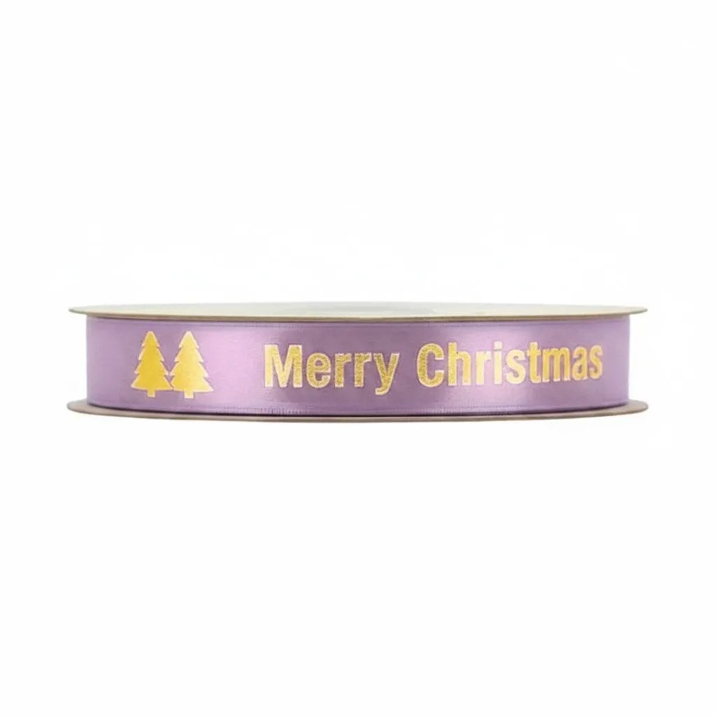 Satijn lint – Merry Christmas – Lila - 15mm x 20m