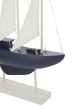 J-Line decoratie Zeilboot - hout - blauw/wit - L