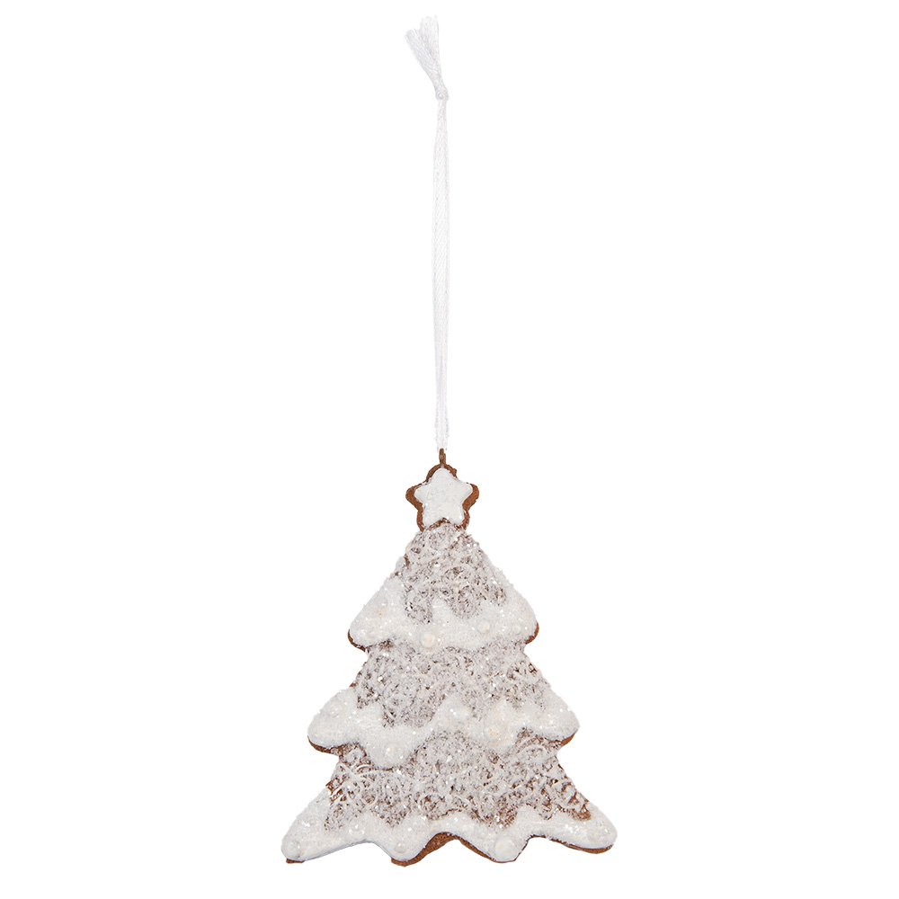 Kersthanger Kerstboom 9x1x10 cm Wit Bruin Kunststof