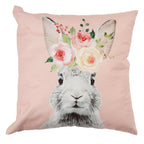 Kussenhoes 45x45 cm Roze Wit Polyester Konijn Sierkussenhoes
