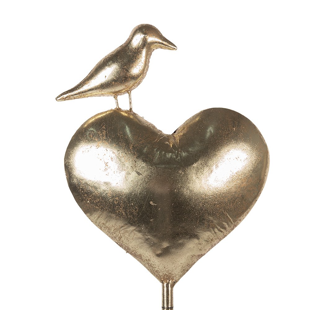 Decoratie Beeld Hart 24x11x68 cm Goudkleurig Metaal