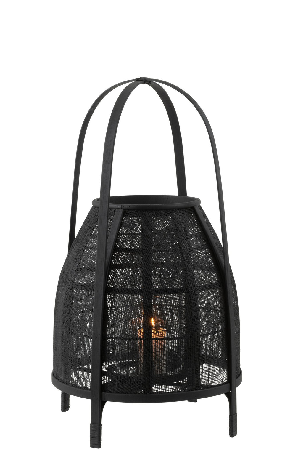J-Line lantaarn Kap - bamboe - zwart - medium