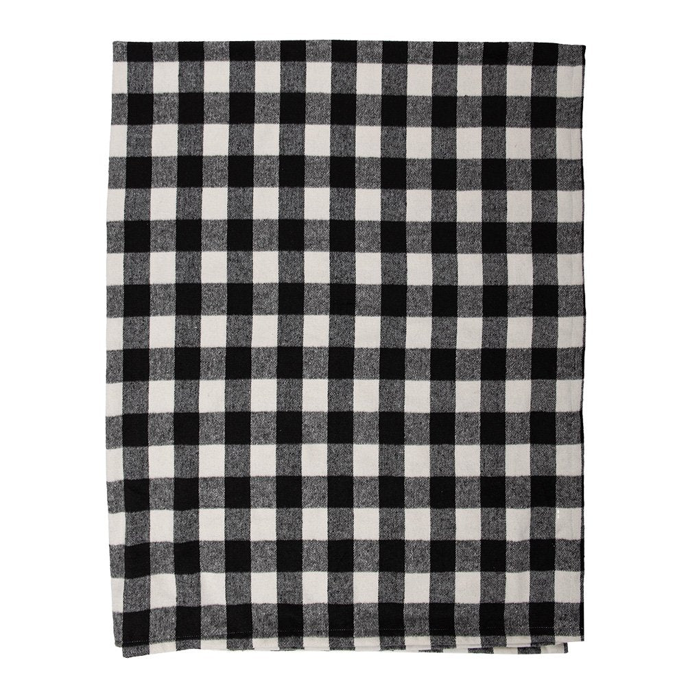 Plaid 130x170 cm Zwart Wit Polyester Deken