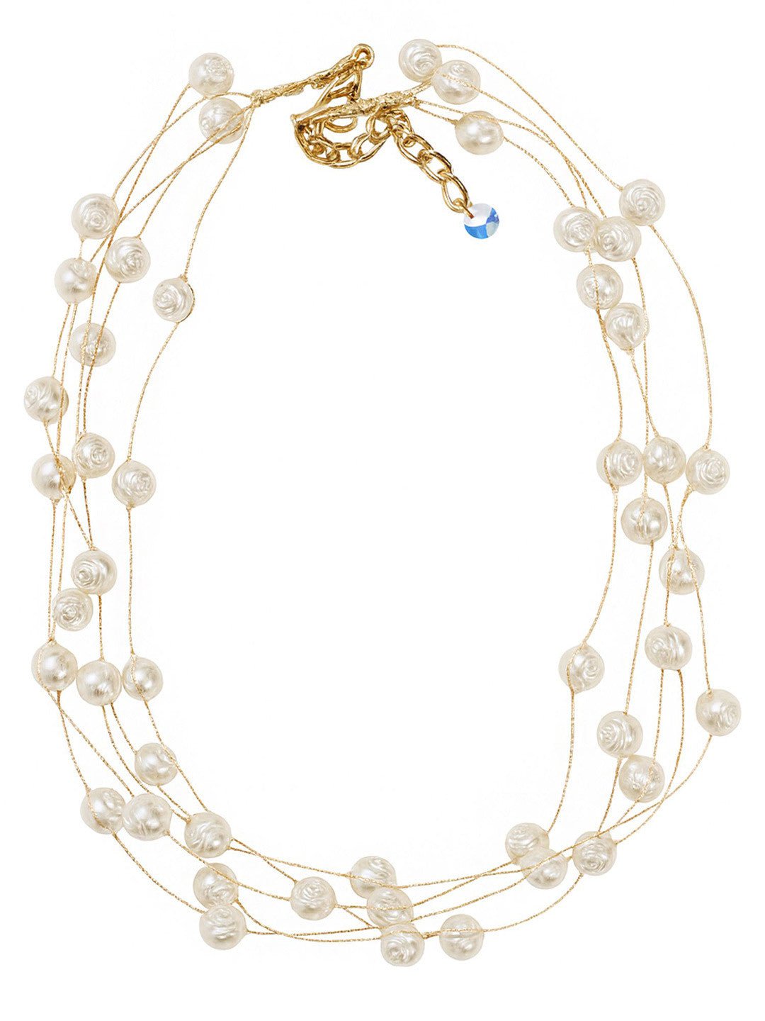 Vergulde ketting met kralen en kralen – mode-sieraden – legering en parel – lengte 38,2 cm
