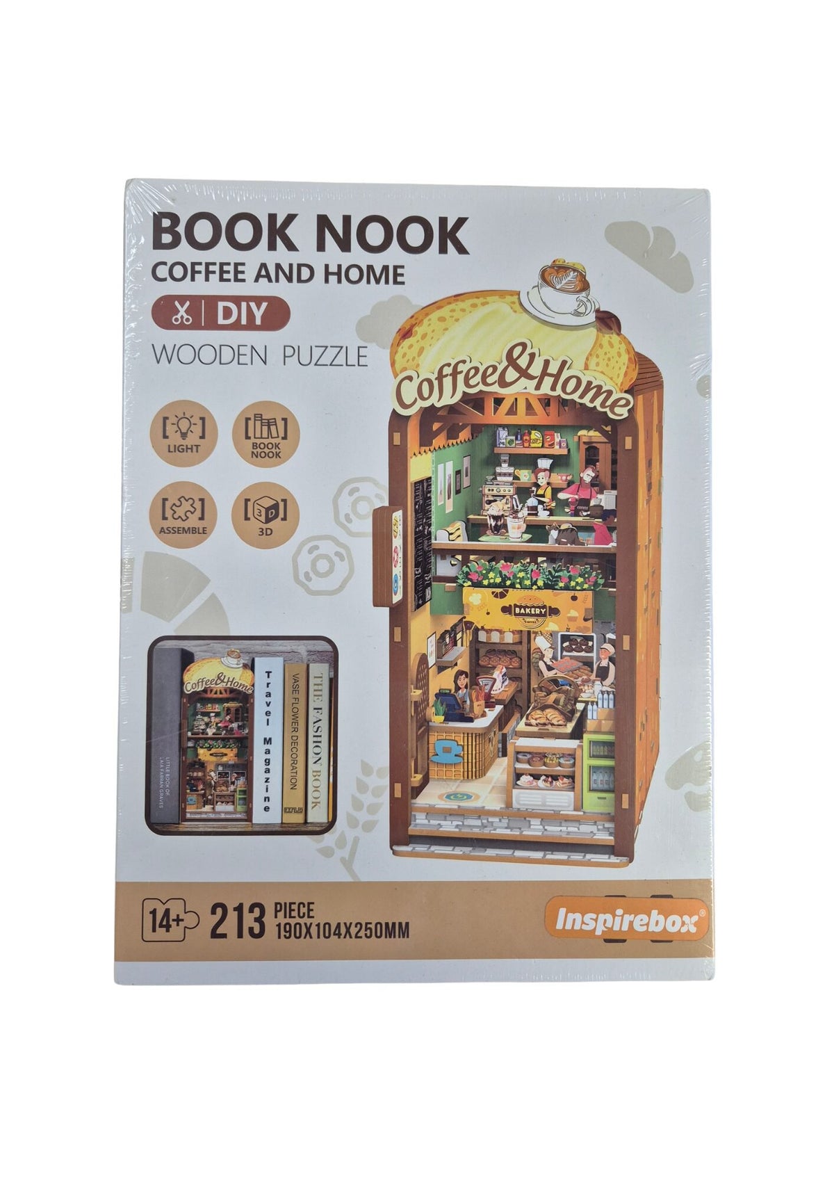 Inspirebox, 3D Booknook, Coffee and Home, BE011925, 19x10,4x25cm